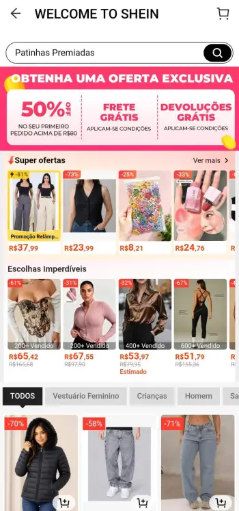 Etapa 8 - Seu cupom de 50% OFF irá aparecer no topo da sua tela! 🎊