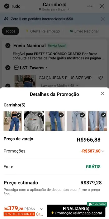 Etapa 9 - Veja o <strong style="color:#f43f5e">desconto + frete grátis</strong> aplicado direto no carrinho 👇